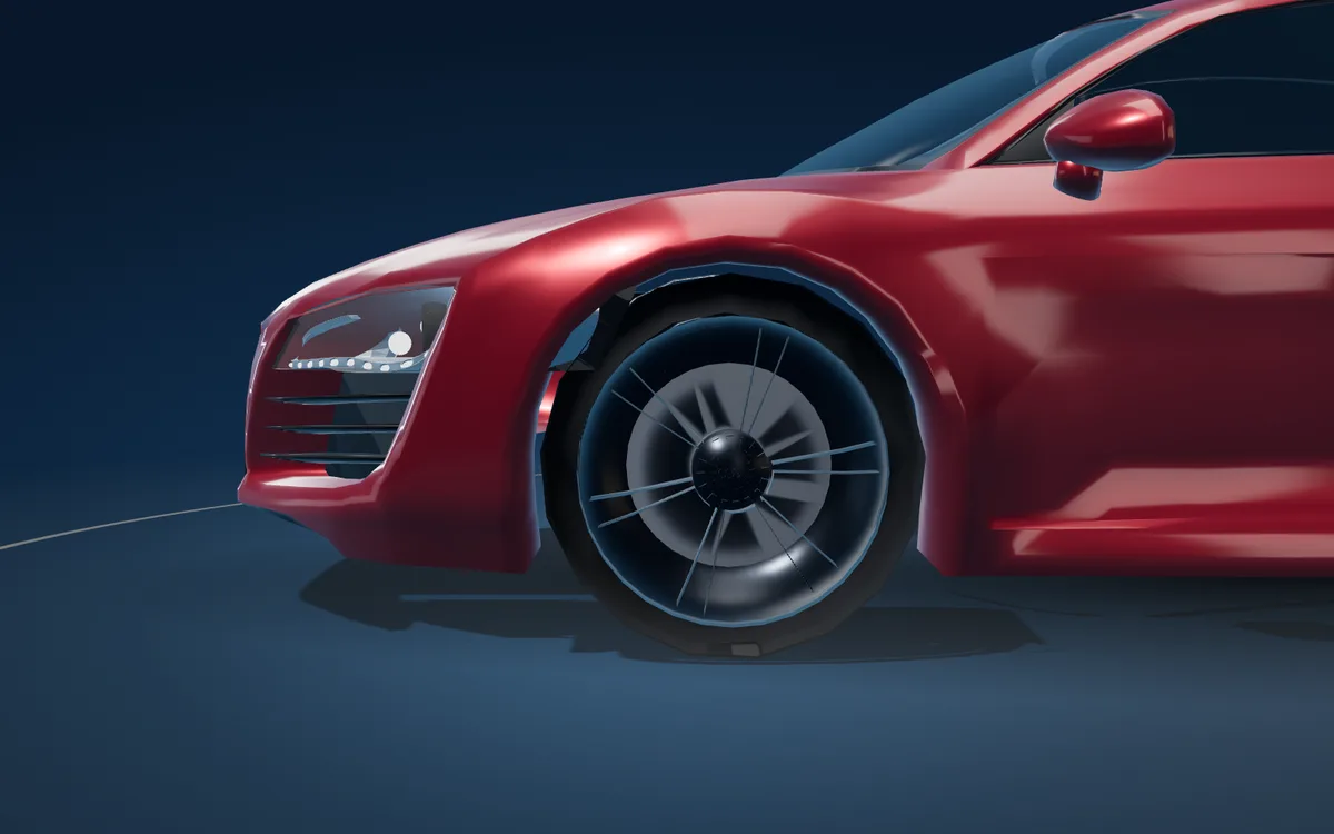 Alloy wheel and brake detail — 3D studio render
